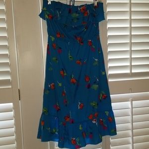 Beautiful Double Ruffle Strapless Floral Dress